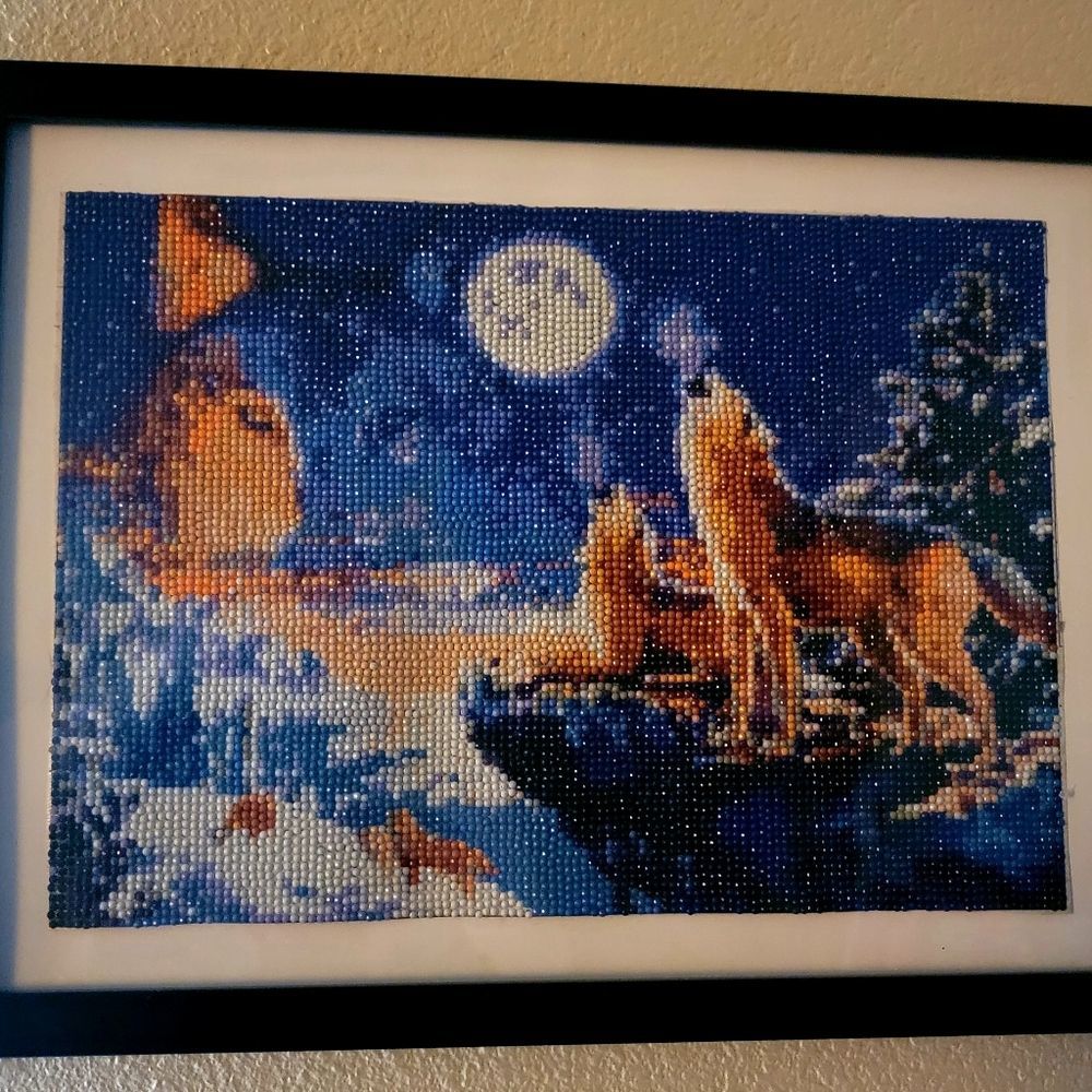 Wolves Howling at Moon Diamond Painting - Picture 3 of 4